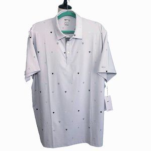 Nike Golf Shirt Dri-FIT Printed Short Sleeve Gray Mens Size XL